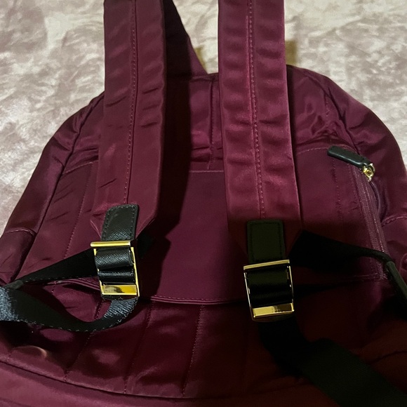 Michael Kors Deep Burgundy Nylon Backpack with Gold Hardware - Picture 3 of 9
